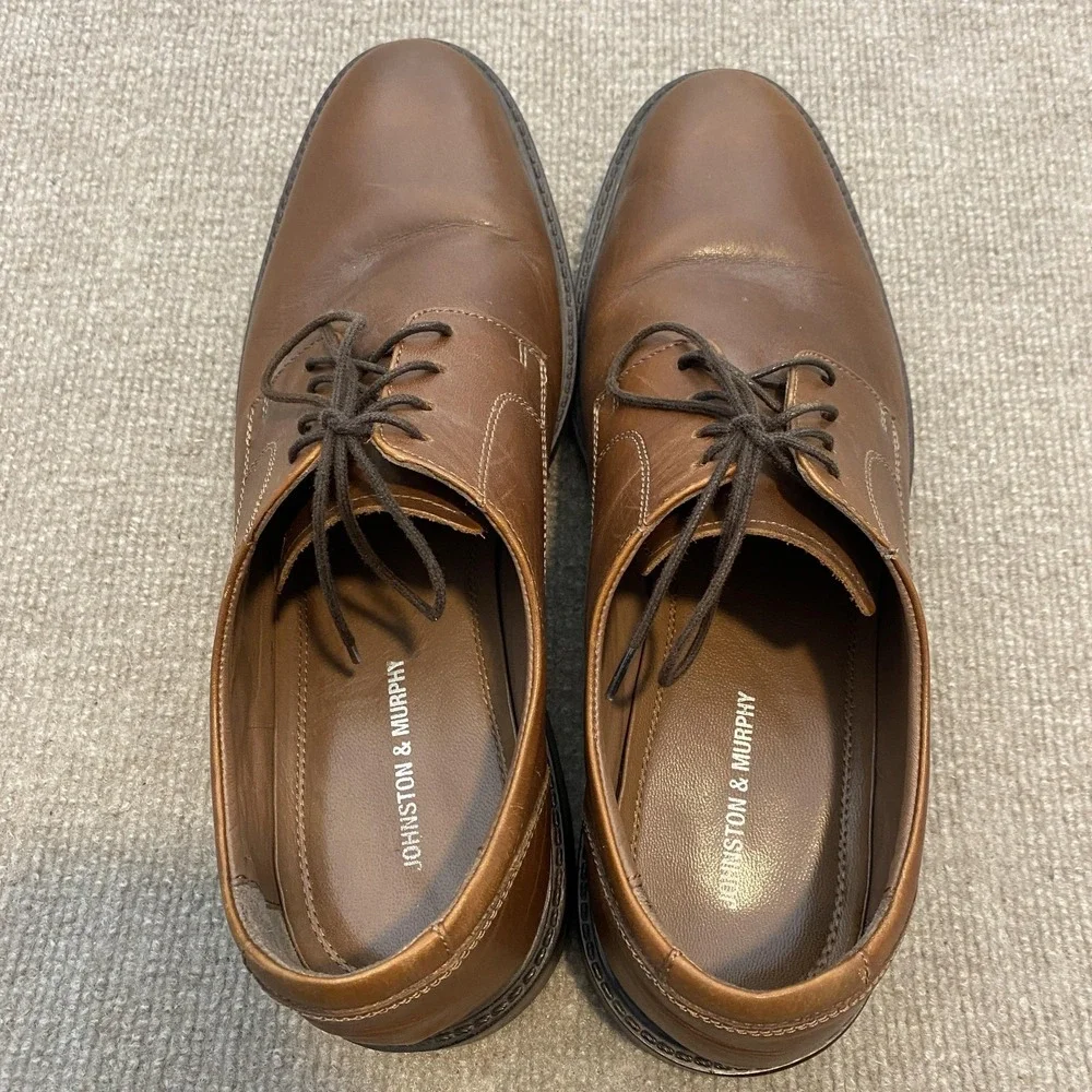 Johnston & Murphy Shoes Mens Size 12 M Brown Leather Derby Dress Oxfords 20-3360